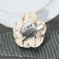 Madeline Love White Enamel Flower Number Five Pointed Tweed Flower Pin Brooch Hair Clip - Brooches - extra