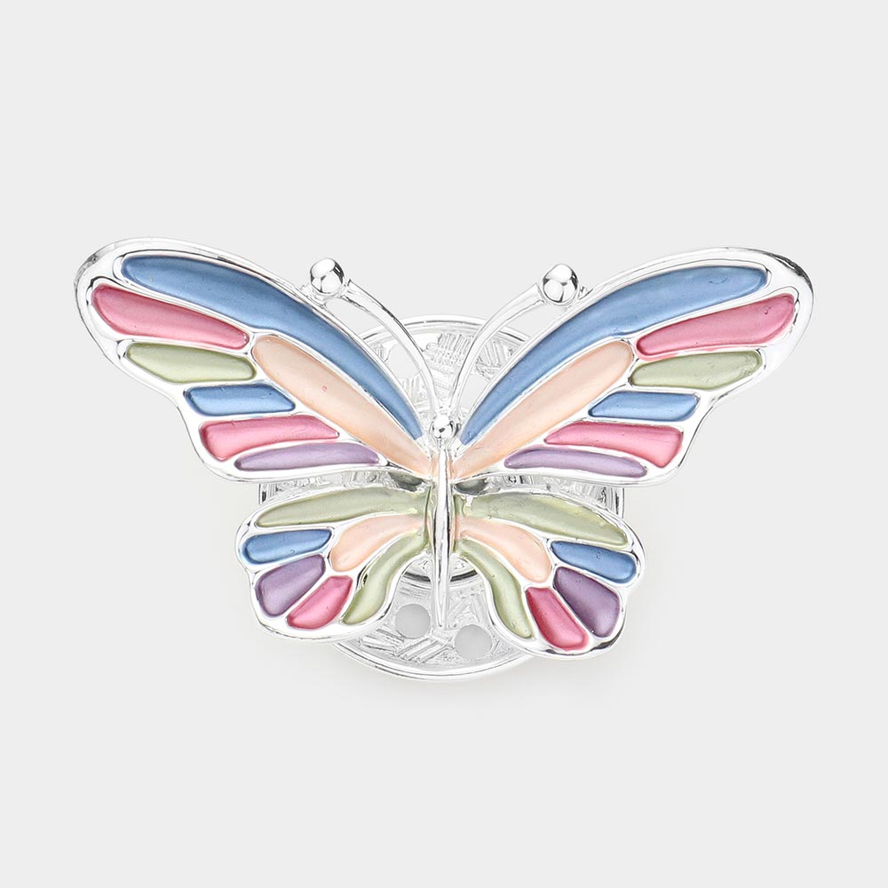 Madeline Love Multi Colored Metal Butterfly Magnetic Brooch - Brooches