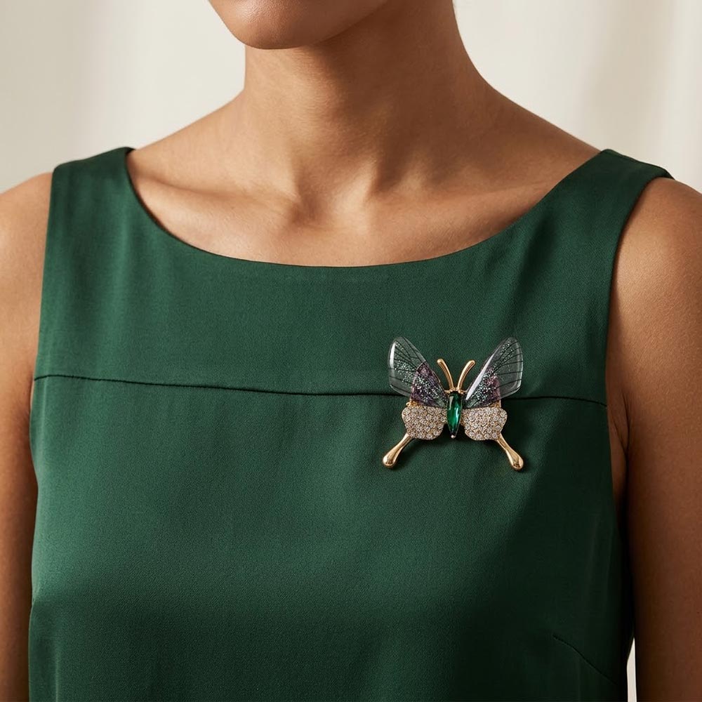 Madeline Love Blue Sparkling Wing Butterfly Pin Brooch