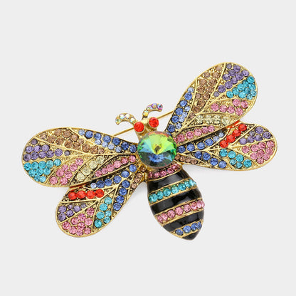 Madeline Love Multi Rhinestone Honey Bumble Bee Pin Brooch - Brooches