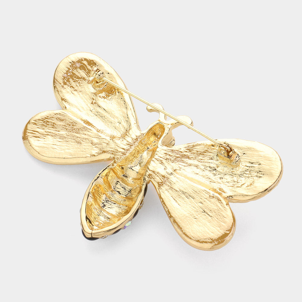 Madeline Love Multi Rhinestone Honey Bumble Bee Pin Brooch - Brooches - desc
