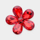 Madeline Love Gold, Siam Crystal Rhinestone Flower Brooch - Brooches - extra