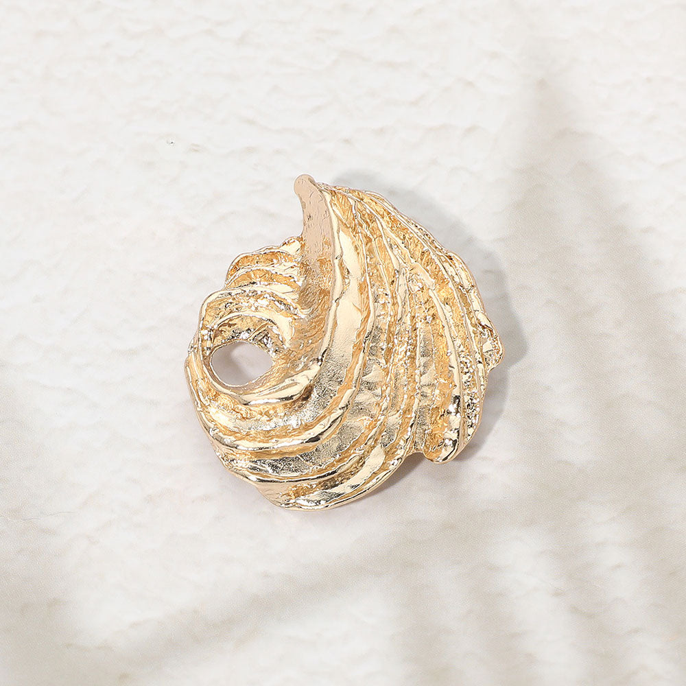 Madeline Love Gold Textured Metal Abstract Swirl Pin Brooch