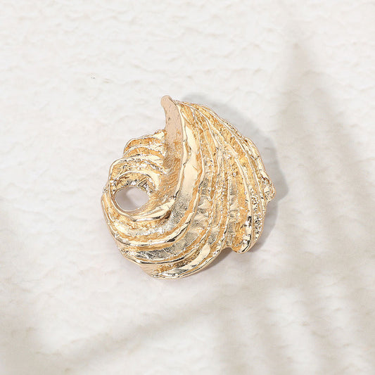 Madeline Love Gold Textured Metal Abstract Swirl Pin Brooch