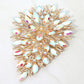 Madeline Love AB, Gold Flower Centered Marquise Stone Cluster Vine Pin Brooch - Brooches