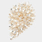 Madeline Love Gold Flower Centered Marquise Stone Cluster Vine Pin Brooch - Brooches
