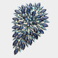 Madeline Love Navy Flower Centered Marquise Stone Cluster Vine Pin Brooch - Brooches