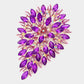 Madeline Love Gold, Purple Flower Centered Marquise Stone Cluster Vine Pin Brooch - Brooches