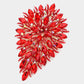 Madeline Love Gold, Red Flower Centered Marquise Stone Cluster Vine Pin Brooch - Brooches