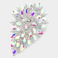 Madeline Love AB, Rhodium Flower Centered Marquise Stone Cluster Vine Pin Brooch - Brooches