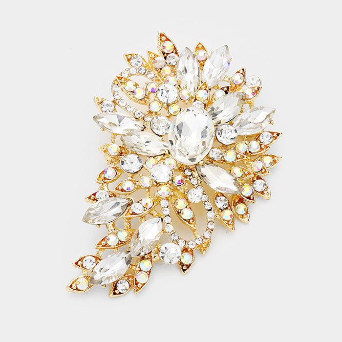 Madeline Love AB, Gold Crystal Bouquet Pin Brooch / Pendant - Brooches
