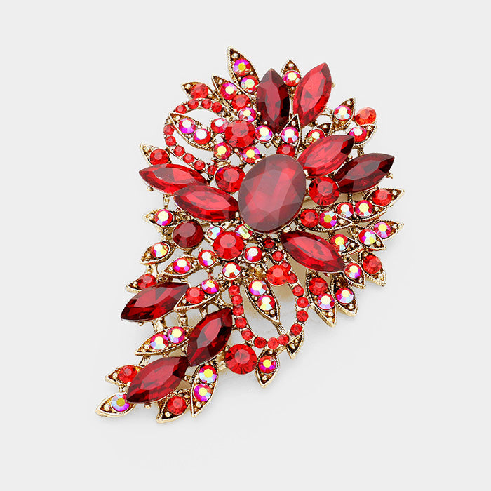 Madeline Love Red Crystal Bouquet Pin Brooch / Pendant - Brooches