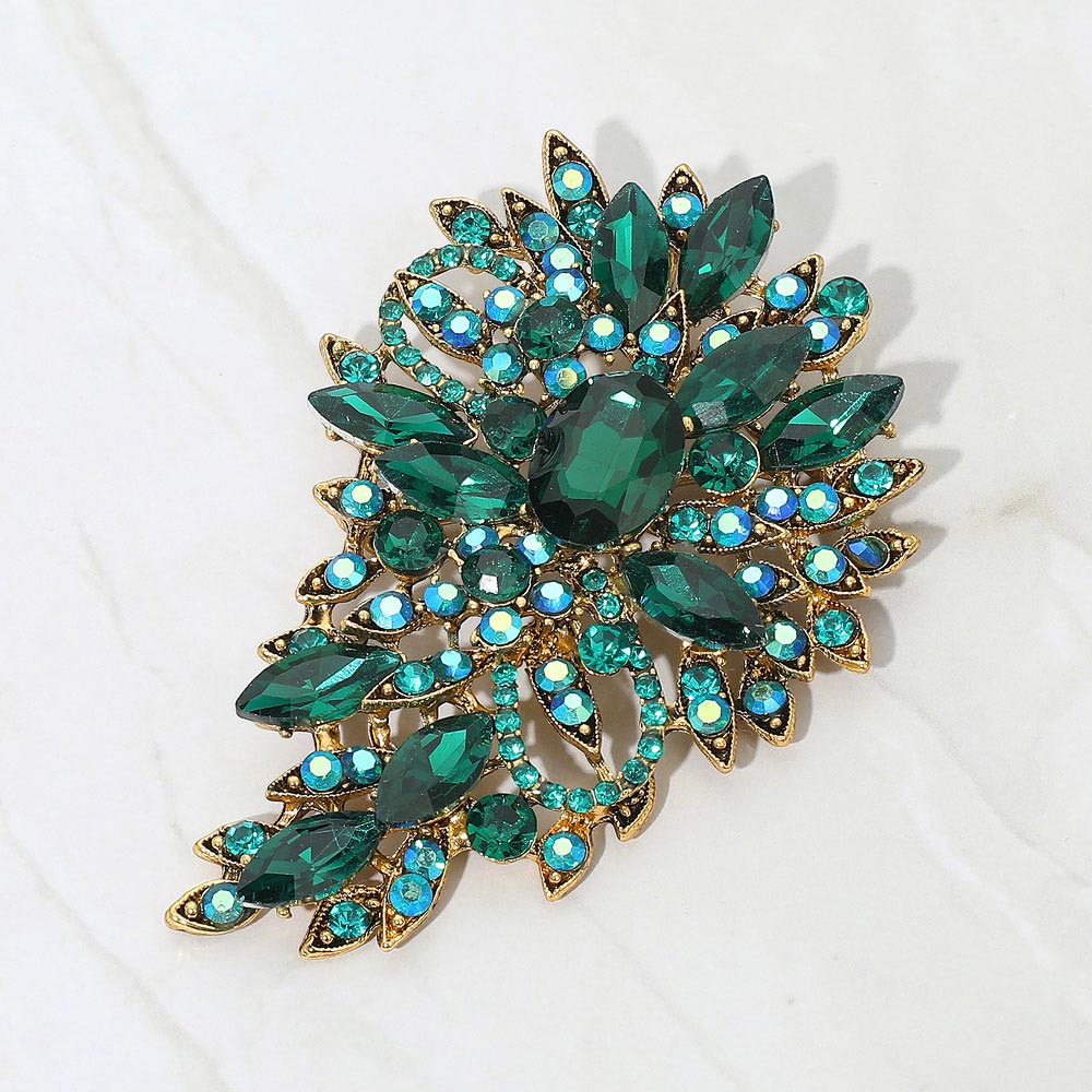 Madeline Love Emerald Crystal Bouquet Pin Brooch / Pendant - Brooches