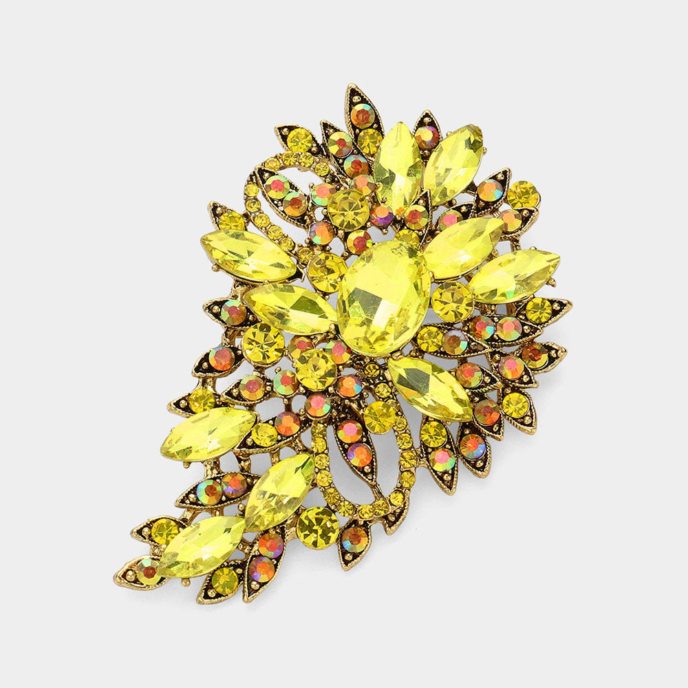 Madeline Love Yellow Crystal Bouquet Pin Brooch / Pendant - Brooches