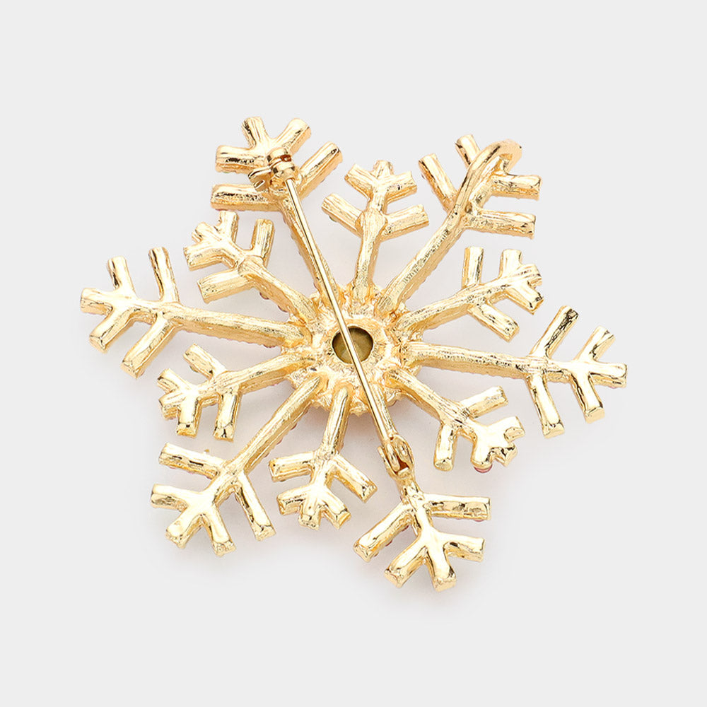 Pink&Green, Crystal Pave Snowflake Pin Brooch