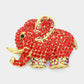 Madeline Love Gold, Red Rhinestone Pave Elephant Pin Brooch - Brooches