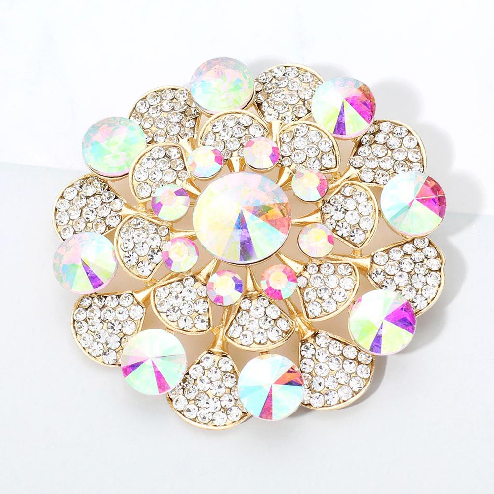 Madeline Love AB, Gold Bubble Stone Flower Pin Brooch