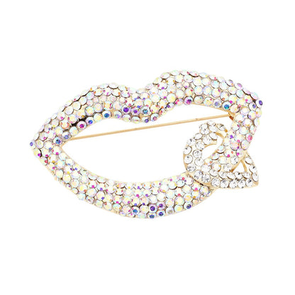 Rhinestone Lip Heart Pin Brooch. Get ready with these pin brooches, give your outfit the extra boost it needs. Perfect for adding just the right amount of shimmer & shine and a touch of class to special events. Perfect Birthday Gift, Anniversary Gift, Mother's Day Gift, Graduation Gift.