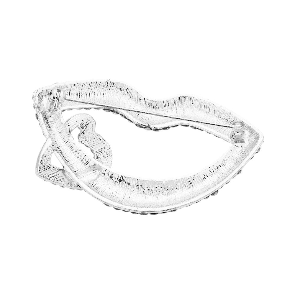 Rhinestone Lip Heart Pin Brooch. Get ready with these pin brooches, give your outfit the extra boost it needs. Perfect for adding just the right amount of shimmer & shine and a touch of class to special events. Perfect Birthday Gift, Anniversary Gift, Mother's Day Gift, Graduation Gift.