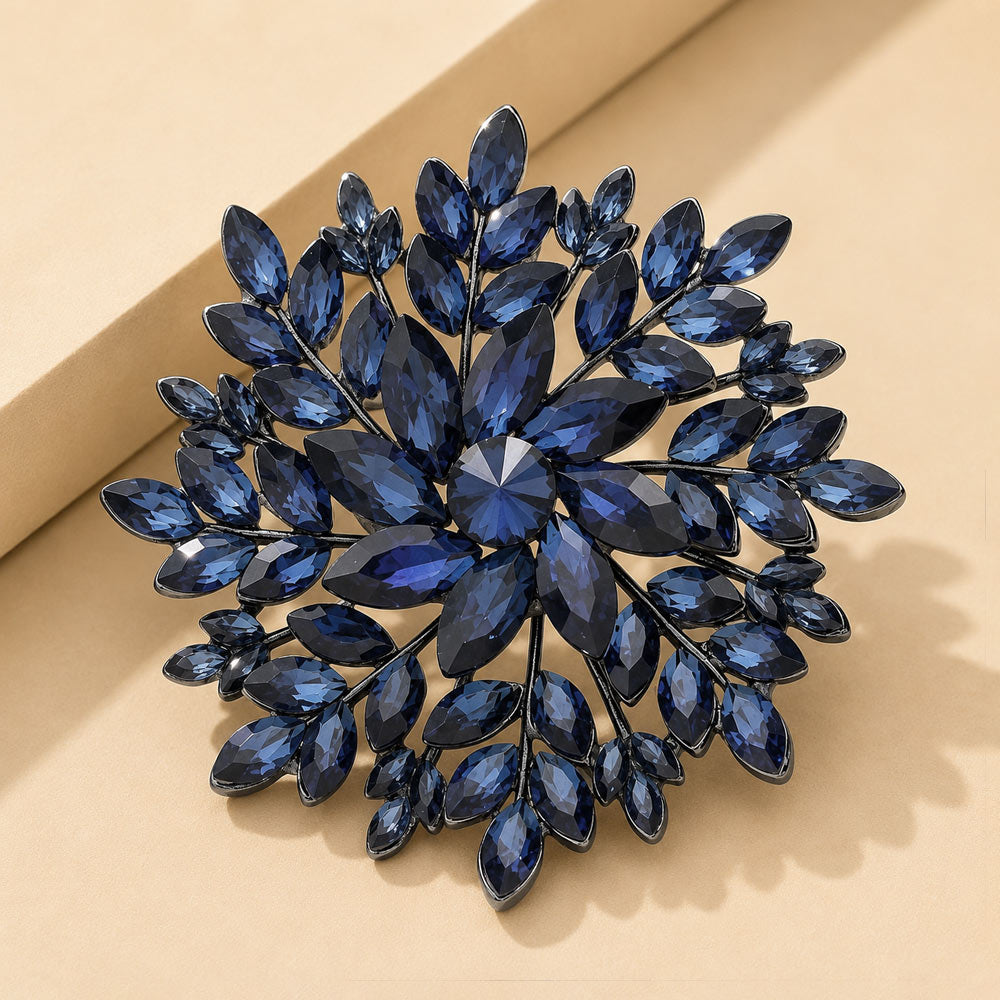 Madeline Love Montana Blue Marquise Stone Cluster Flower Pin Brooch
