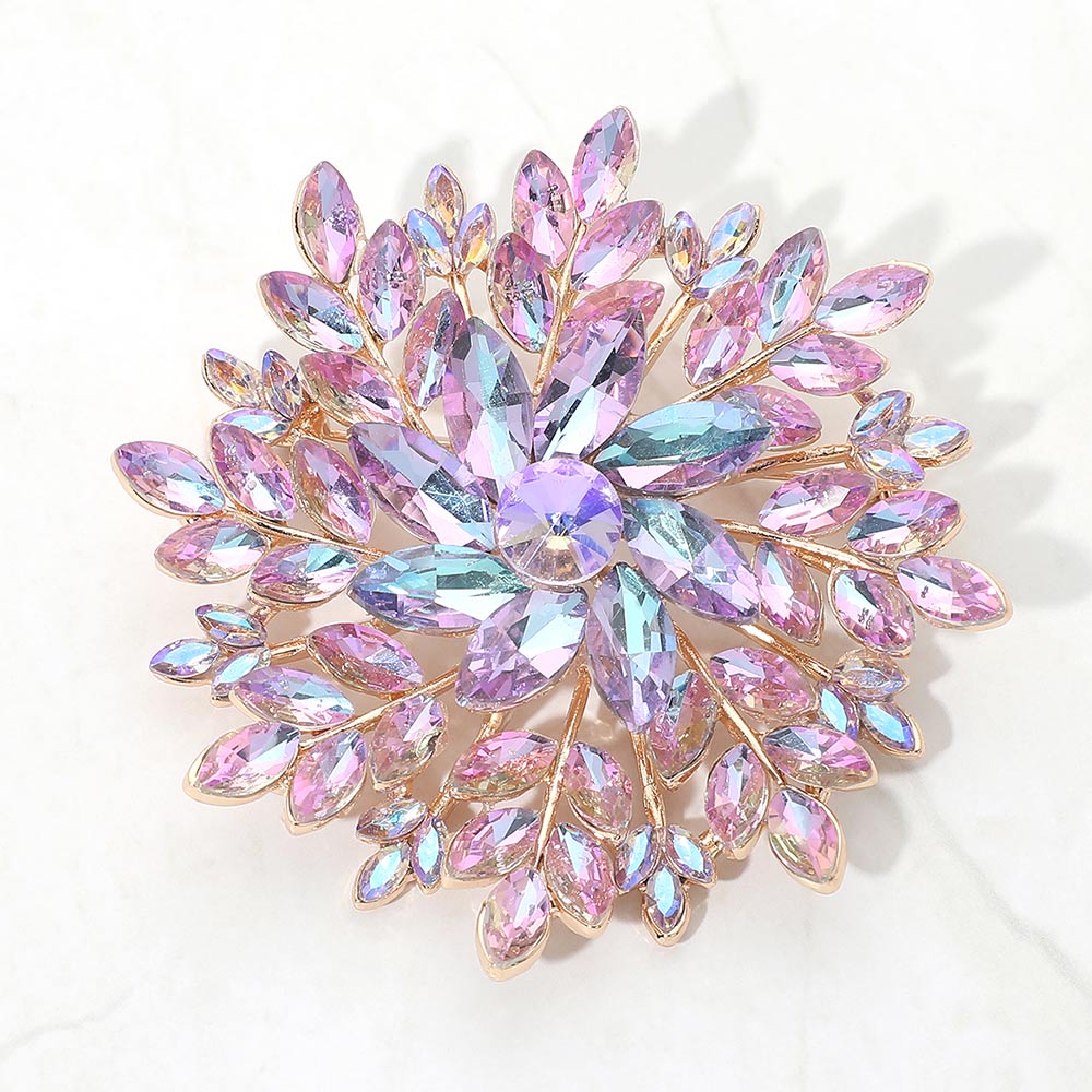 Madeline Love Vitrail Light Marquise Stone Cluster Flower Pin Brooch