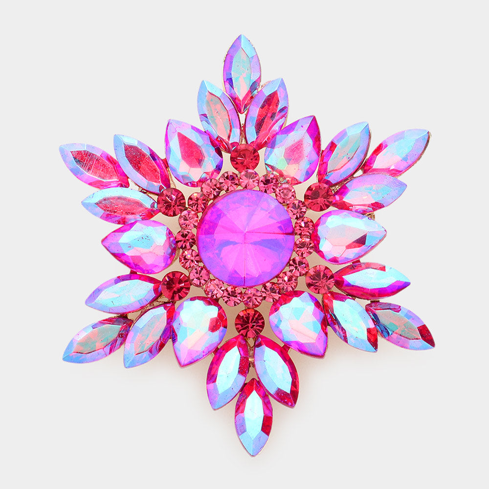 Madeline Love Fuchsia Marquise Stone Cluster Pin Brooch - Brooches