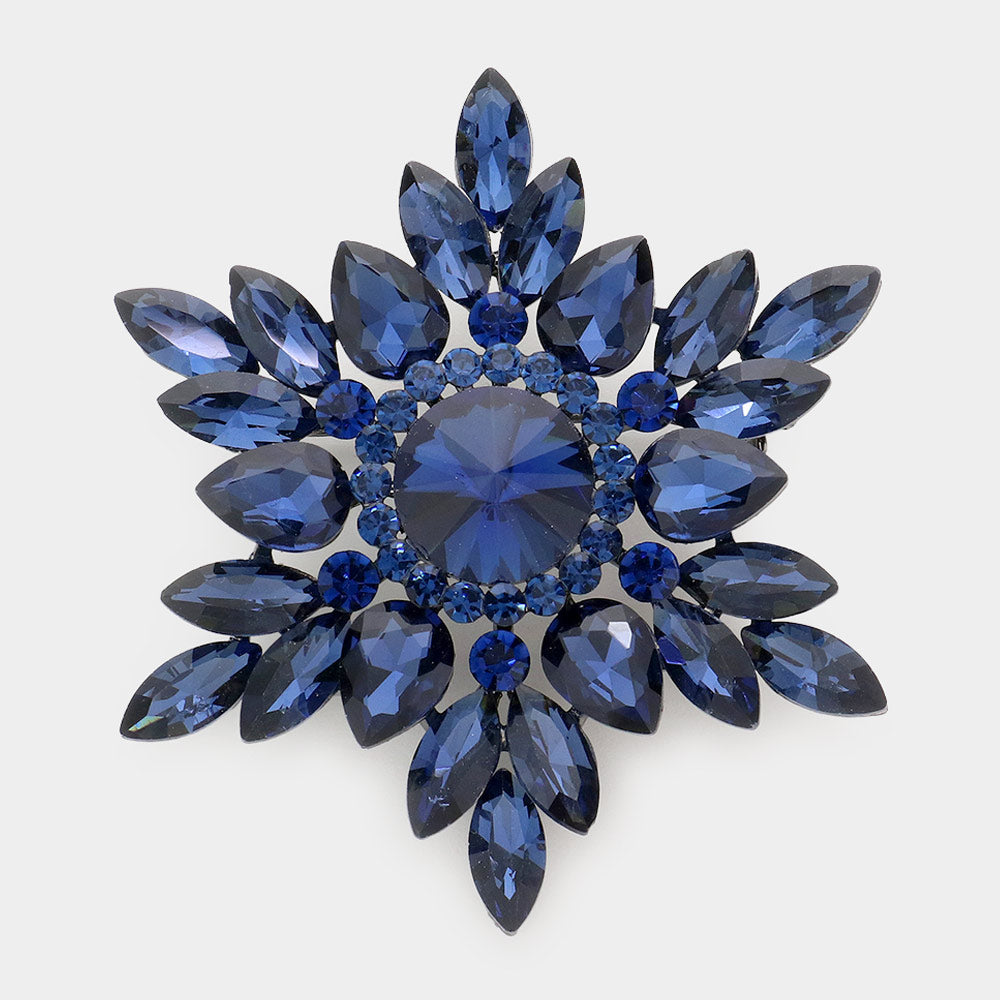 Madeline Love Montana Blue Marquise Stone Cluster Pin Brooch - Brooches