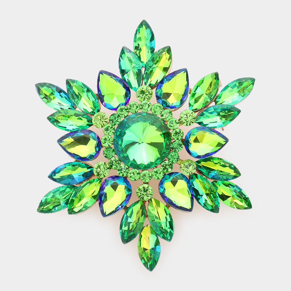 Madeline Love Green Marquise Stone Cluster Pin Brooch - Brooches