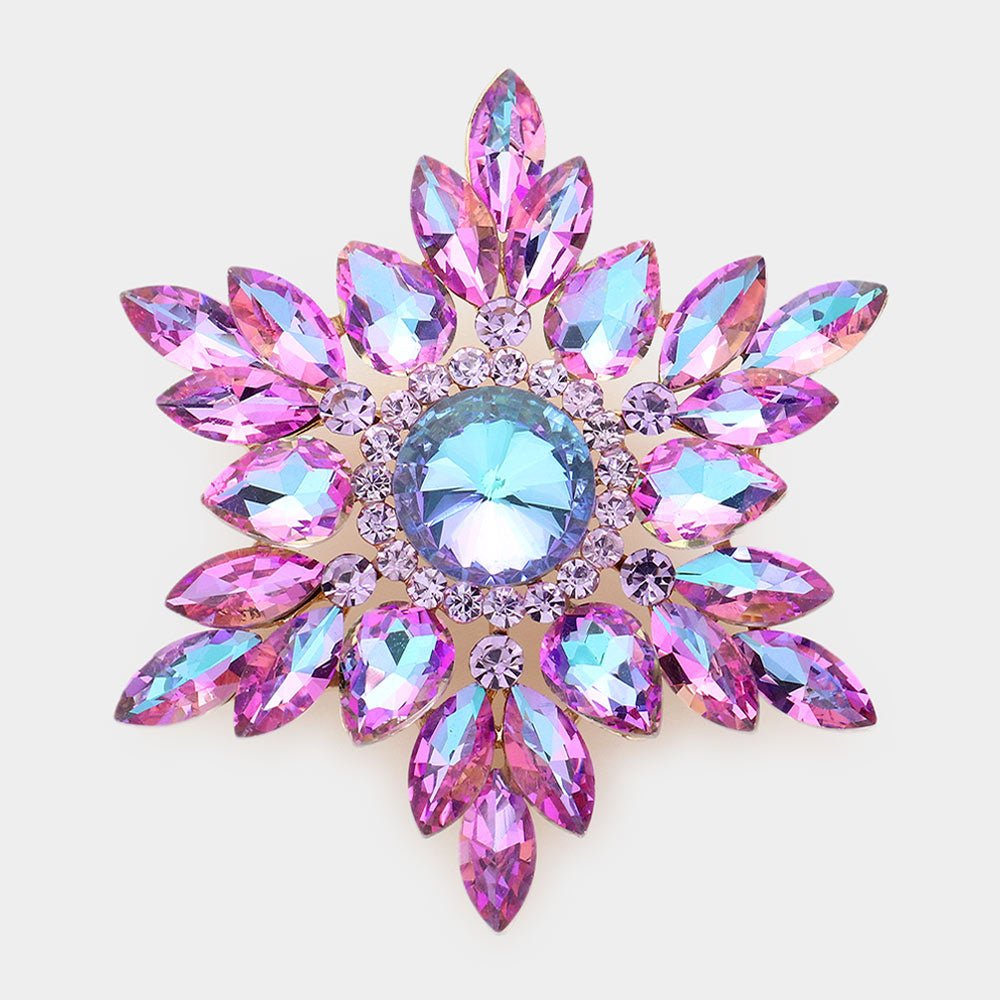 Madeline Love Violet Marquise Stone Cluster Pin Brooch - Brooches