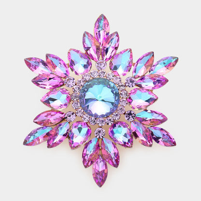 Madeline Love Violet Marquise Stone Cluster Pin Brooch - Brooches