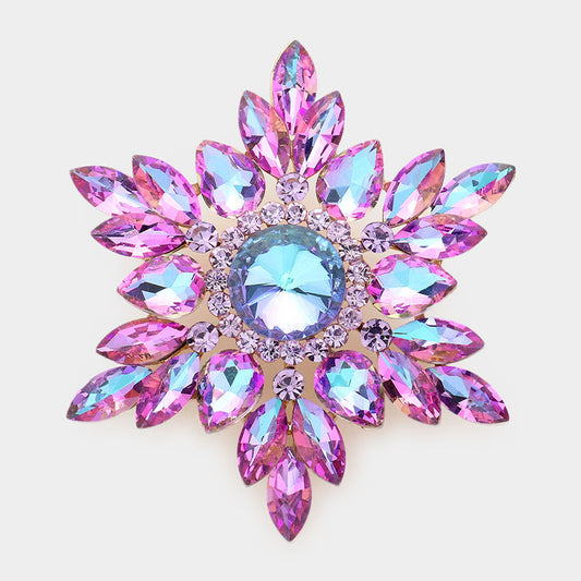 Madeline Love Violet Marquise Stone Cluster Pin Brooch - Brooches