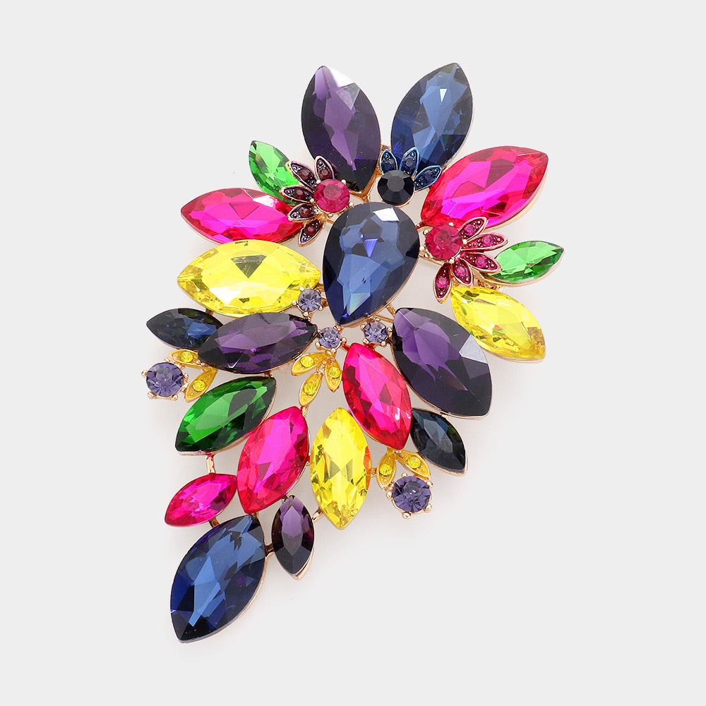 Madeline Love Multi Marquise Stone Cluster Embellished Pin Brooch - Brooches