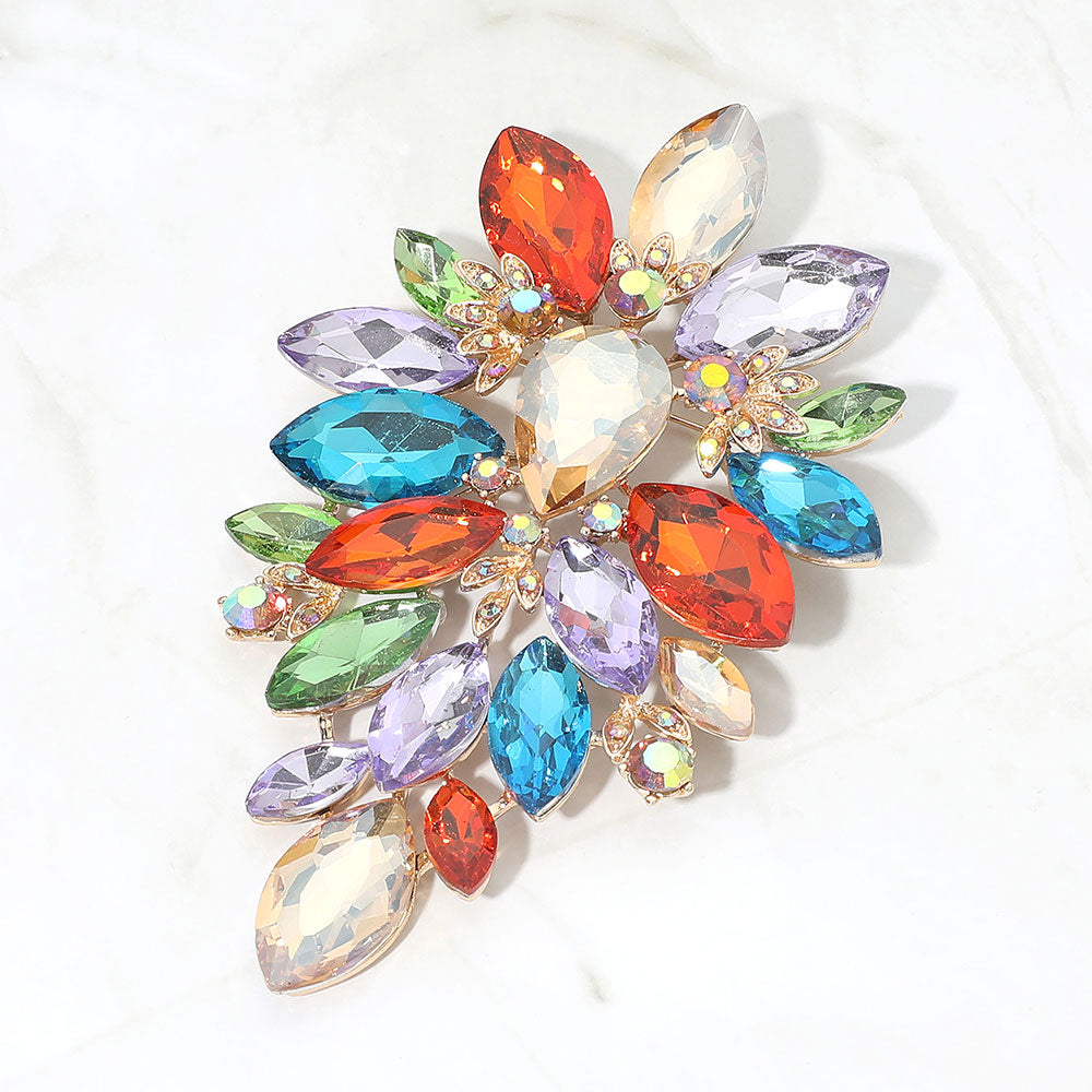 Madeline Love Light, Multi Bold Marquise Stone Cluster Embellished Pin Brooch