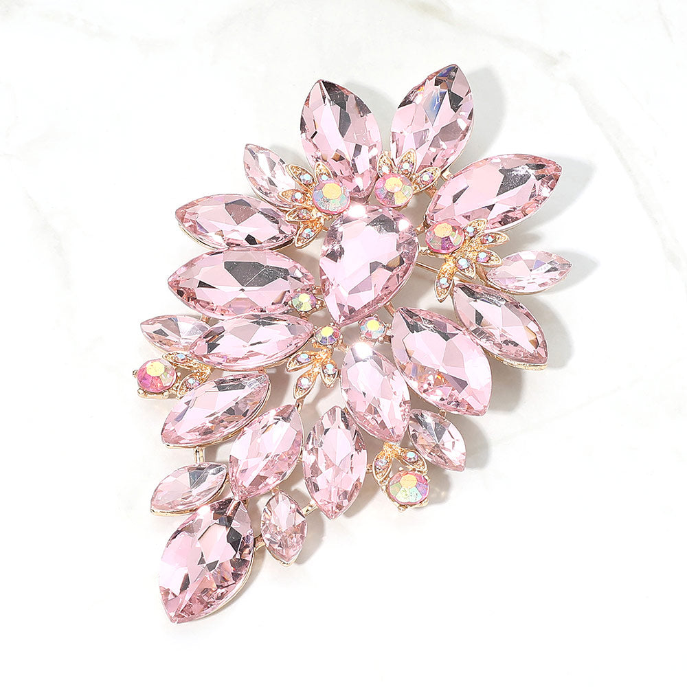 Madeline Love Pink Bold Marquise Stone Cluster Embellished Pin Brooch