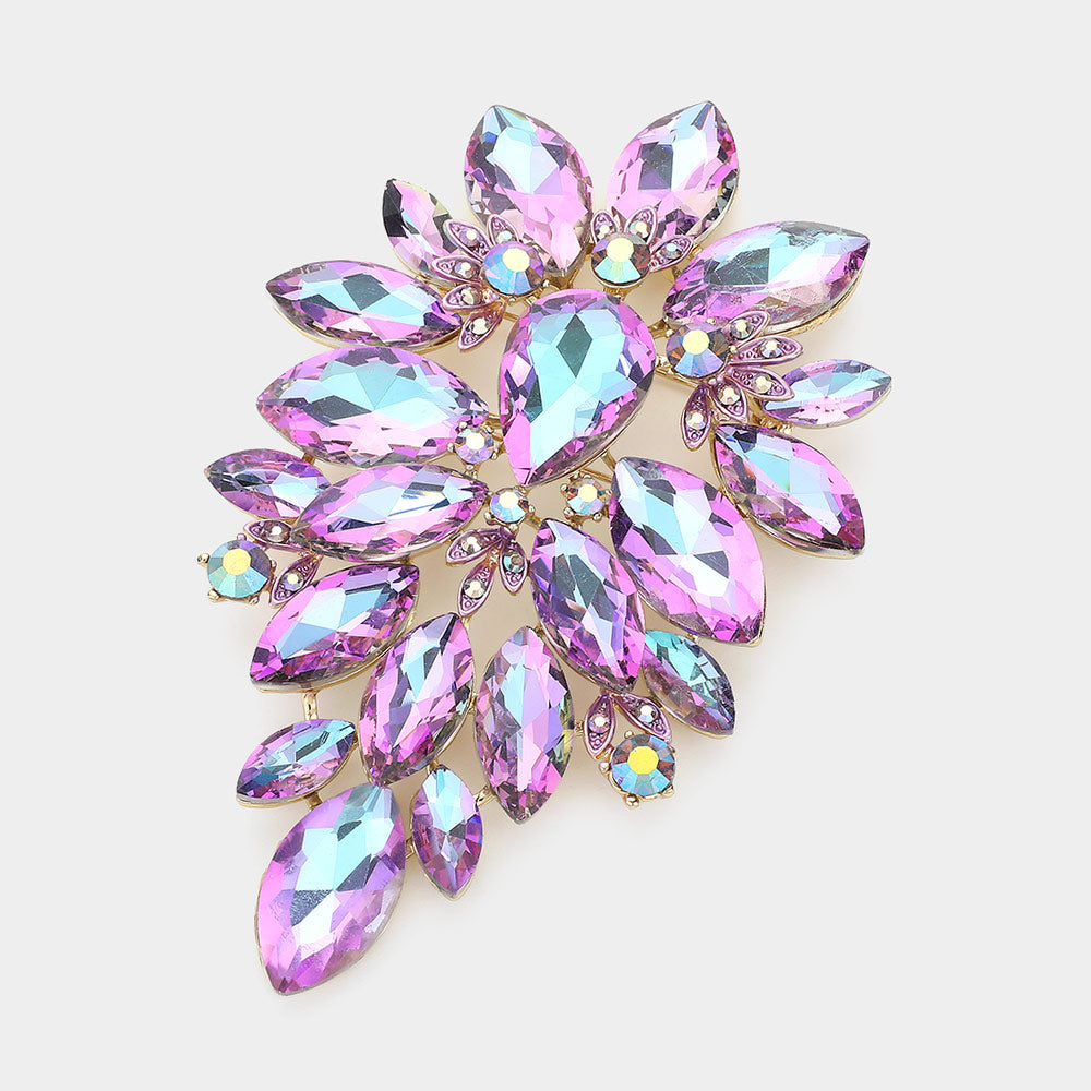 Madeline Love Violet Bold Marquise Stone Cluster Embellished Pin Brooch