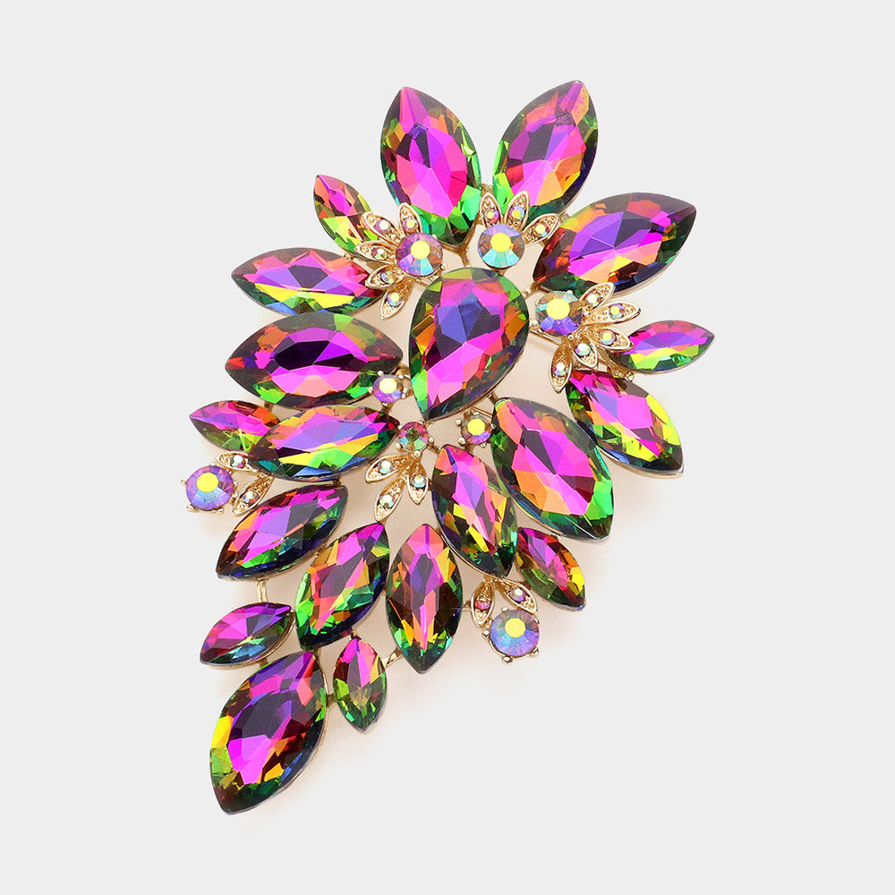 Madeline Love Vitrail Medium Bold Marquise Stone Cluster Embellished Pin Brooch