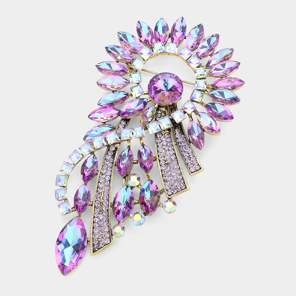 Madeline Love Violet Marquise Stone Cluster Embellished Abstract Pin Brooch