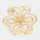 Madeline Love Pink&Green Oval Glass Stone Accented Rhinestone Paved Flower Pin Brooch - Brooches - desc