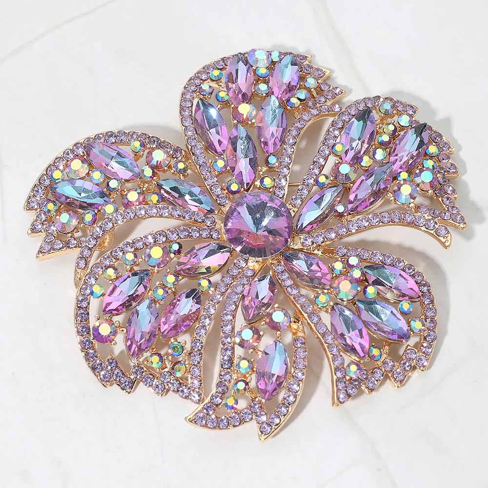 Madeline Love Vitrail Light Stone Embellished Oversized Flower Pin Brooch