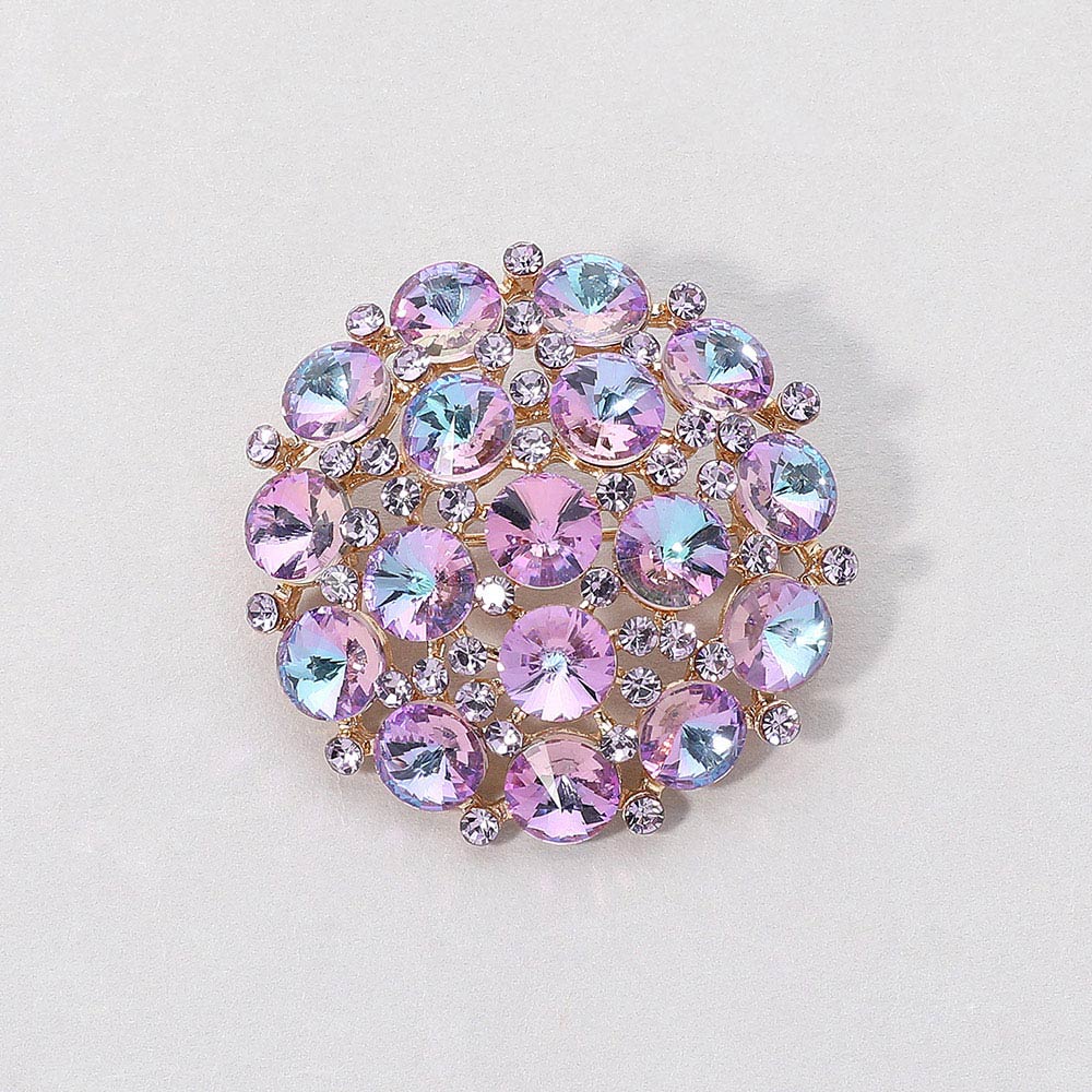 Madeline Love Violet Round Glass Stone Cluster Pin Brooch
