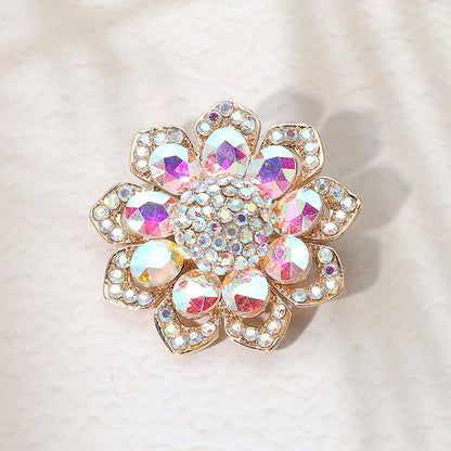 Madeline Love AB, Gold Glass Stone Flower Pin Brooch