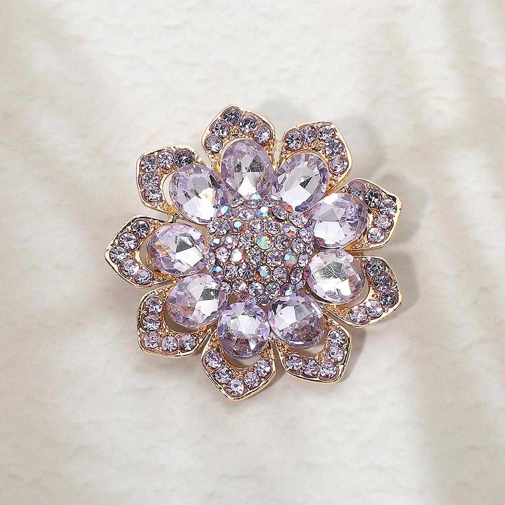 Madeline Love Lavender Glass Stone Flower Pin Brooch