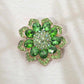Madeline Love Peridot Glass Stone Flower Pin Brooch