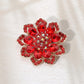 Madeline Love Red Glass Stone Flower Pin Brooch