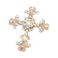 Madeline Love AB, Gold Elegant Stone Embellished Cross Pin Brooch - Brooches - desc