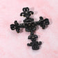 Madeline Love Jet Black Elegant Stone Embellished Cross Pin Brooch - Brooches - extra