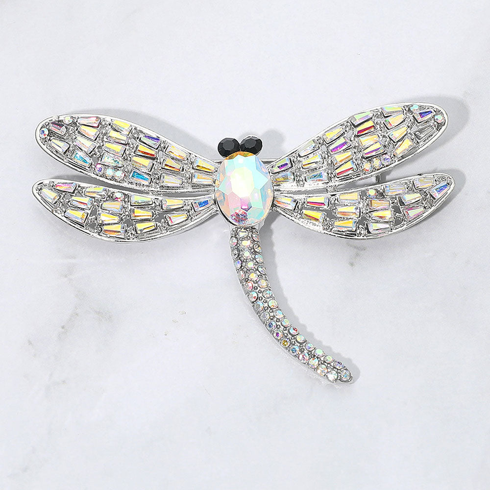 Madeline Love AB, Silver Sparkling Stone Embellished Dragonfly Pin Brooch - Brooches