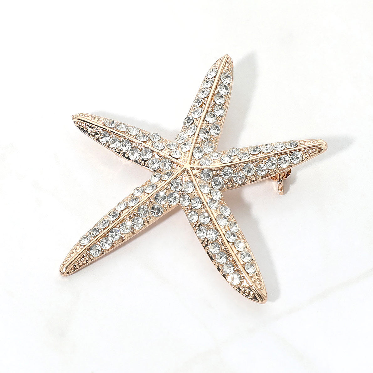 Madeline Love Clear, Gold Rhinestone Starfish Pin Brooch