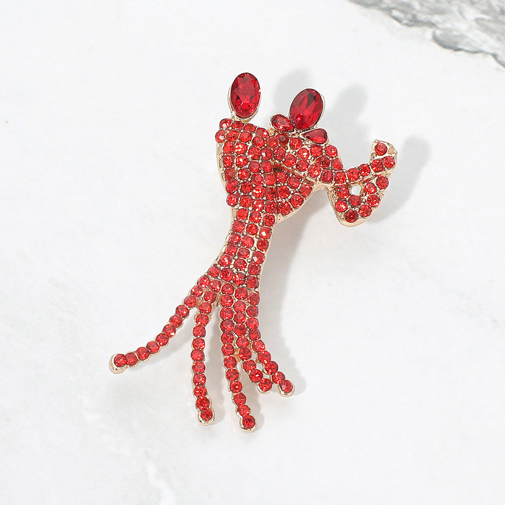 Madeline Love Red Rhinestone Pave Dancing Couple Pin Brooch