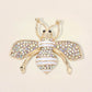 Madeline Love AB, Gold Pearl Crystal Embellished Tiny Pearl Wing Honey Bee brooch - Brooches